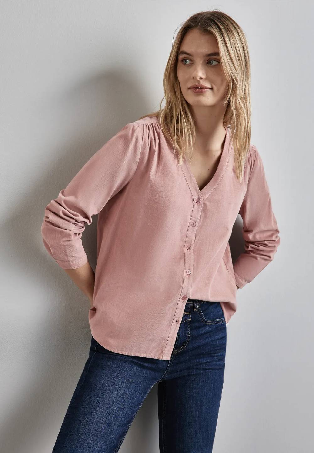 Street One Cord-Bluse mit Knopfleiste