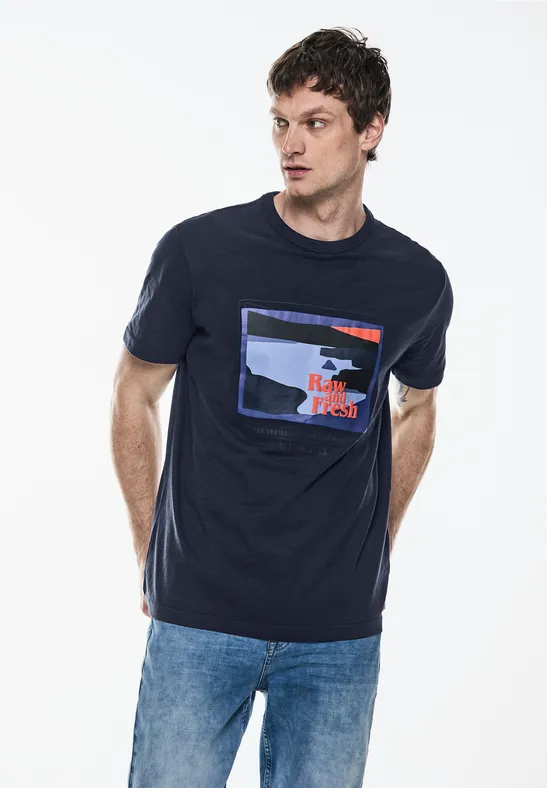 Street One Slub T-Shirt mit Print Lagerräumung
