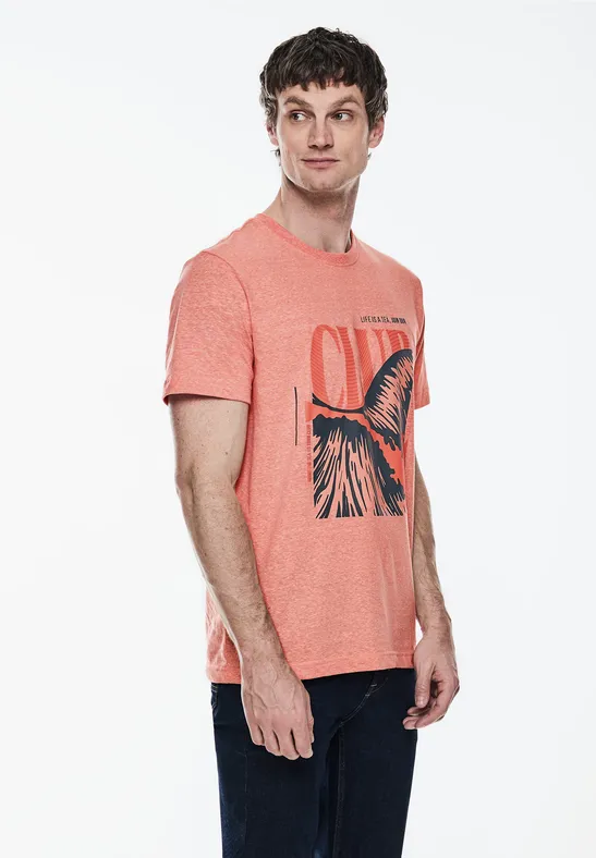 Street One Melange T-Shirt mit Print Begrenzte Freigabe