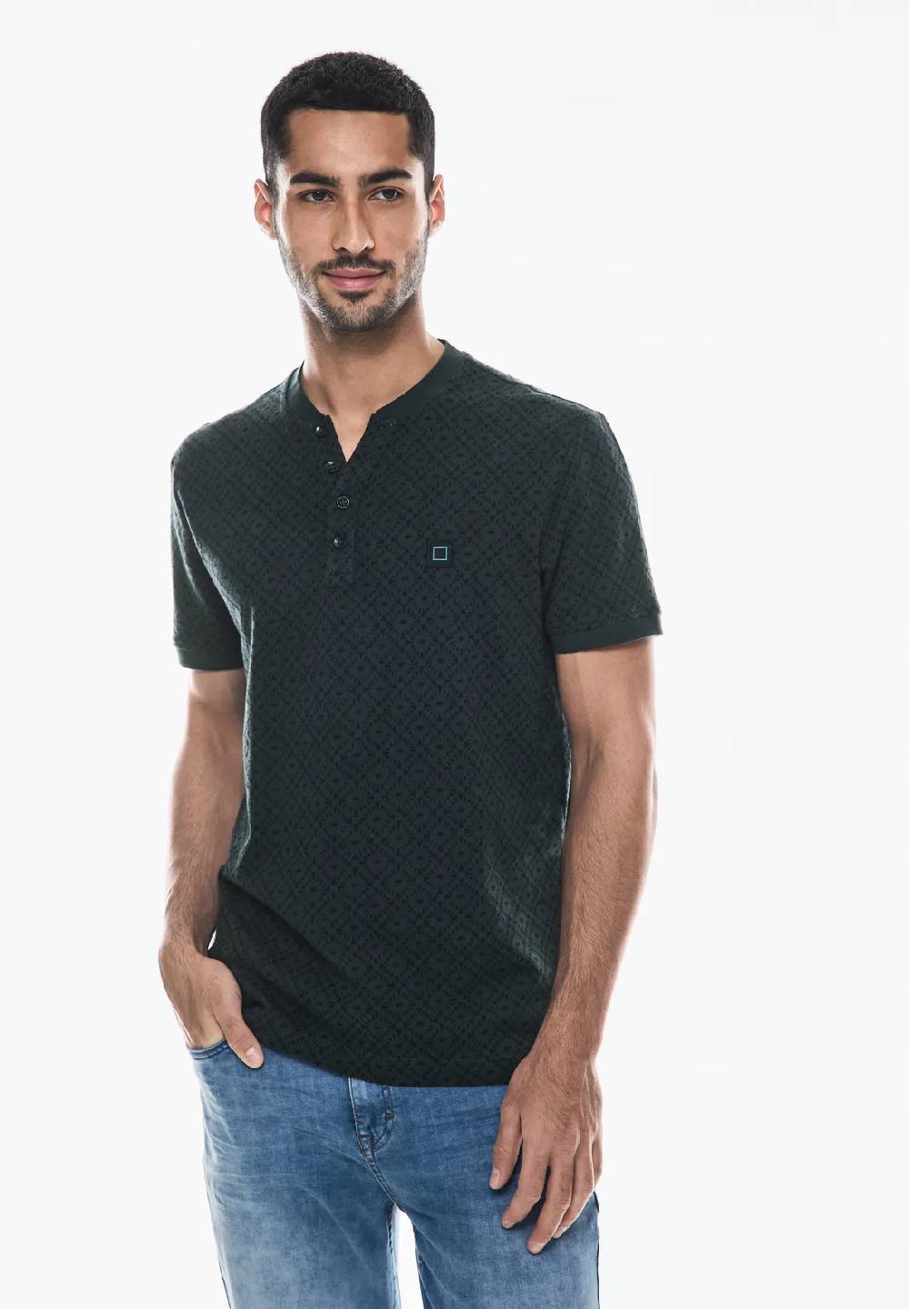 Street One Gemustertes Henley T-Shirt