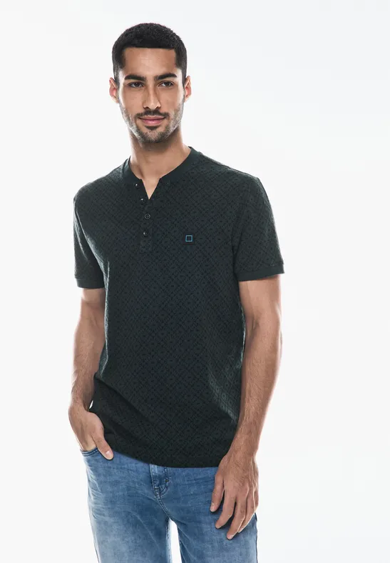 Street One Gemustertes Henley T-Shirt Bis zu 50% Rabatt